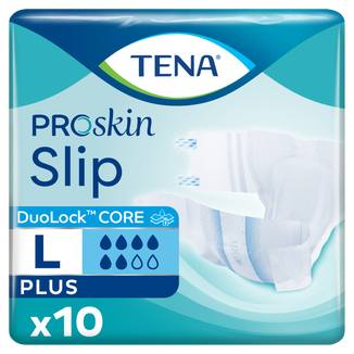 Tena Slip ProSkin Plus, pieluchomajtki, rozmiar L, 92-150 cm, 10 sztuk - zdjęcie produktu