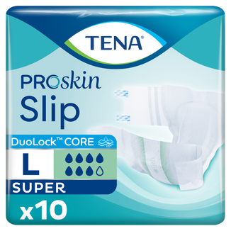 Tena Slip ProSkin Super, pieluchomajtki, rozmiar L, 92-150 cm, 10 sztuk - zdjęcie produktu