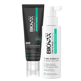 Zestaw Biovax Trychologic Wypadanie i Gęstość, szampon-zabieg do włosów i skóry głowy dla mężczyzn, 145 ml + tonik-kuracja do włosów i skóry głowy, 150 ml Zestaw Biovax Trychologic Wypadanie i Gęstość, szampon-zabieg do włosów i skóry głowy dla mężczyzn, 145 ml + tonik-kuracja do włosów i skóry głowy, 150 ml - zdjęcie produktu