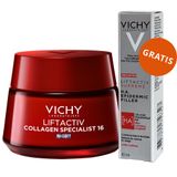 Vichy Liftactiv Collagen Specialist, przeciwzmarszczkowy krem z witaminą Cg i peptydami na noc, 50 ml + serum przeciwzmarszczkowe, 10 ml gratis - miniaturka zdjęcia produktu