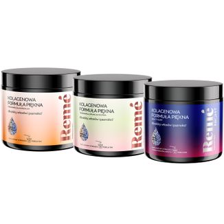 Zestaw Reme Kolagenowa Formuła Piękna, smak pomarańcza-marakuja, 150 g + smak truskawka-opuncja figowa, 150 g + Night Kolagenowa Formuła Piękna, smak owoców leśnych, 150 g - zdjęcie produktu