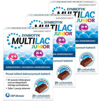 Zestaw Multilac Junior Synbiotyk, czekoladki, 3 x 20 sztuk - zdjęcie produktu
