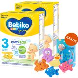 Zestaw Bebiko Junior 3 Nutriflor Expert, odżywcza formuła na bazie mleka, powyżej 1 roku, smak waniliowy, 2 x 600 g + Canpol Babies, zestaw zabawek do kąpieli, 5 sztuk gratis - miniaturka zdjęcia produktu