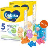 Zestaw Bebiko Junior 5 Nutriflor Expert, odżywcza formuła na bazie mleka, dla przedszkolaka, 2 x 600 g + Canpol Babies, zestaw zabawek do kąpieli z przyssawkami, 5 sztuk gratis - miniaturka zdjęcia produktu