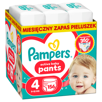 Pampers Active Baby Pants 4 (9-15 kg), pieluchomajtki, 156 sztuk USZKODZONE OPAKOWANIE Pampers Active Baby Pants 4 (9-15 kg), pieluchomajtki, 156 sztuk USZKODZONE OPAKOWANIE - zdjęcie produktu