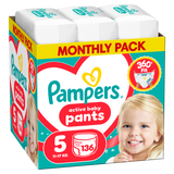 Pampers Active Baby Pants 5 (11-17 kg), pieluchomajtki, 136 sztuk - miniaturka zdjęcia produktu