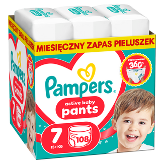 Pampers Active Baby Pants 7 (15+ kg), pieluchomajtki, 108 sztuk Pampers Active Baby Pants 7 (15+ kg), pieluchomajtki, 108 sztuk - zdjęcie produktu