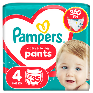 Pampers Active Baby Pants 4 (9-15 kg), pieluchomajtki, 35 sztuk Pampers Active Baby Pants 4 (9-15 kg), pieluchomajtki, 35 sztuk - zdjęcie produktu