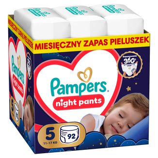 Pampers Night Pants 5 (11-17 kg), pieluchomajtki, 92 sztuki Pampers Night Pants 5 (11-17 kg), pieluchomajtki, 92 sztuki - zdjęcie produktu