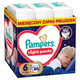 Pampers Night Pants 6 (13-19 kg), pieluchomajtki, 80 sztuk - zdjęcie produktu