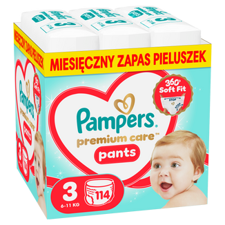 Pampers Premium Care Pants 3 (6-11 kg), pieluchomajtki, 114 sztuk - zdjęcie produktu