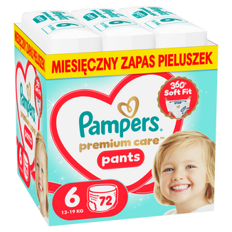 Pampers Premium Care Pants 6 (13-19 kg), pieluchomajtki, 72 sztuki Pampers Premium Care Pants 6 (13-19 kg), pieluchomajtki, 72 sztuki - zdjęcie produktu