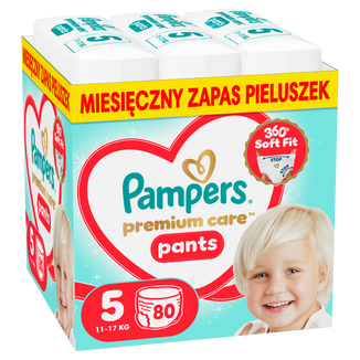 Pampers Premium Care Pants 5 (11-17 kg), pieluchomajtki, 80 sztuk - zdjęcie produktu