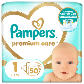 Pampers Premium Care 1 (2-5 kg), pieluchy, 50 sztuk - zdjęcie produktu