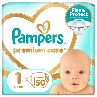Pampers Premium Care 1 (2-5 kg), pieluchy, 50 sztuk Pampers Premium Care 1 (2-5 kg), pieluchy, 50 sztuk - zdjęcie produktu