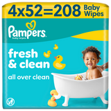 Pampers Fresh Clean, chusteczki nawilżane, 4 x 52 sztuki - miniaturka zdjęcia produktu