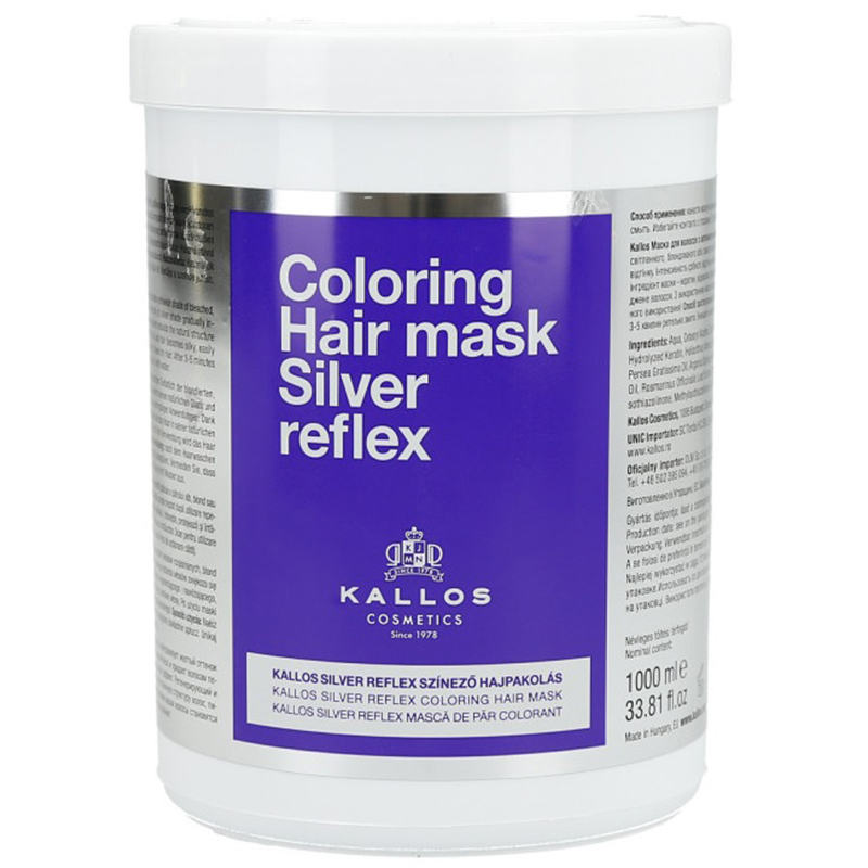 Nieznana Kallos Silver Reflex, maska do włosów rozjaśnionych, blond i siwych neutralizująca żółte odcienie, 1000 ml
