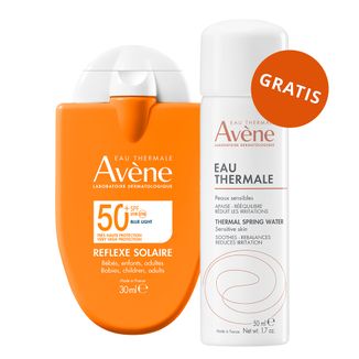 Avene Refleks Słoneczny, krem ochronny, SPF 50+, dla dorosłych i dzieci od 6 miesiąca, 30 ml + woda termalna do pielęgnacji twarzy i ciała, 50 ml gratis - zdjęcie produktu