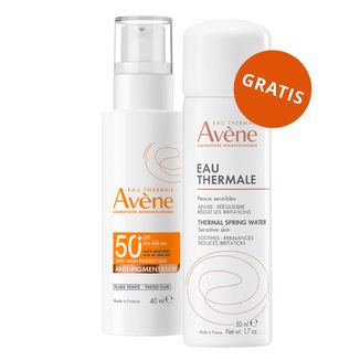 Avene, koloryzujący fluid przeciw przebarwieniom, bardzo wysoka ochrona, SPF 50+, 40 ml + woda termalna do pielęgnacji twarzy i ciała, 50 ml gratis - zdjęcie produktu