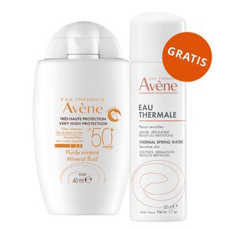 Avene, fluid mineralny, SPF 50+, 40 ml + woda termalna do pielęgnacji twarzy i ciała, 50 ml gratis - zdjęcie produktu