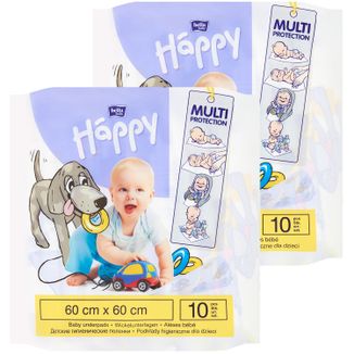 Zestaw Bella Baby Happy, podkład higieniczny, 60 cm x 60 cm, 2 x 10 sztuk - zdjęcie produktu