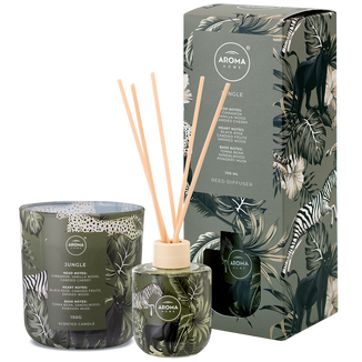 Zestaw Aroma Home Wild, świeca zapachowa, jungle, 150 g + patyczki zapachowe, jungle, 100 ml - zdjęcie produktu