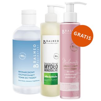 Zestaw Balneokosmetyki, biosiarczkowe mydło mineralne w płynie, 250 ml + tonik do twarzy, 300 ml + jogurt do ciała, 250 ml gratis - zdjęcie produktu