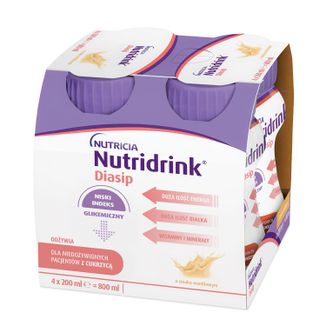 Nutridrink Diasip, preparat odżywczy dla diabetyków, smak waniliowy, 4 x 200 ml - zdjęcie produktu