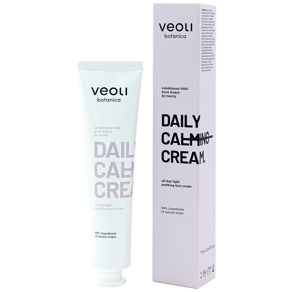 Nieznana Veoli Botanica Daily Calming Cream, całodzienny lekki krem kojący do twarzy, 75 ml — Inhaltsstoffe und Bewertung