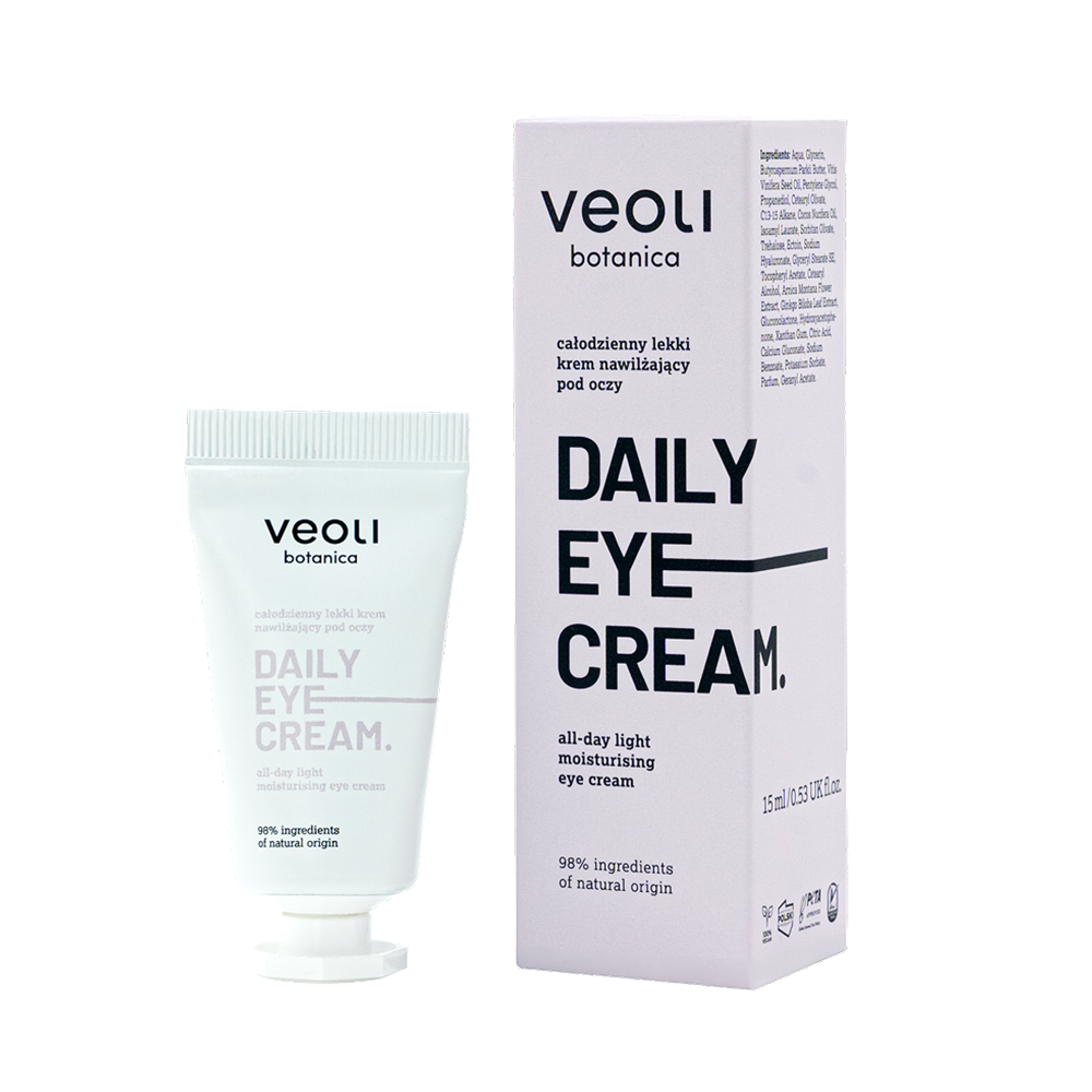 Nieznana Veoli Botanica Daily Eye Cream, całodzienny lekki krem nawilżający pod oczy, 15 ml — Inhaltsstoffe und Bewertung