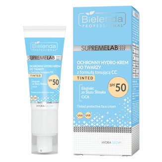 Bielenda SupremeLAB Hydra Glow, ochronny hydro-krem do twarzy z formułą tonującą CC, SPF 50, 40 ml Bielenda SupremeLAB Hydra Glow, ochronny hydro-krem do twarzy z formułą tonującą CC, SPF 50, 40 ml - zdjęcie produktu