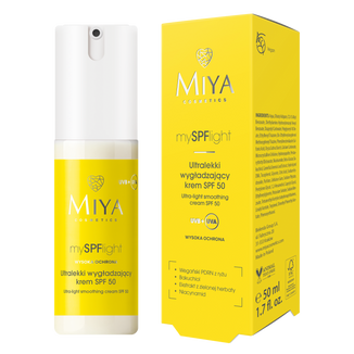 Miya mySPFlight, ultralekki wygładzający krem do twarzy, SPF 50, 50 ml Miya mySPFlight, ultralekki wygładzający krem do twarzy, SPF 50, 50 ml - zdjęcie produktu
