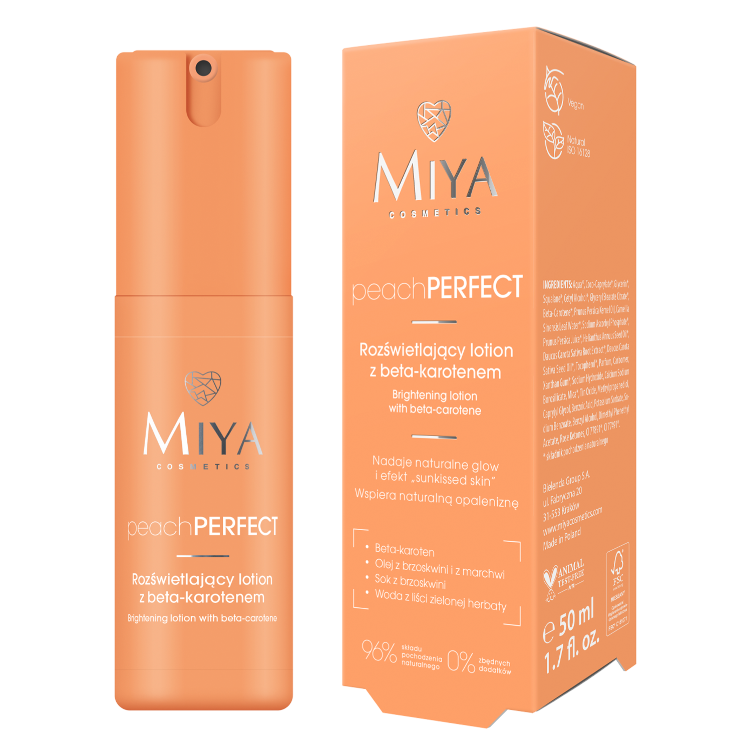 Nieznana Miya peachPERFECT, rozświetlający lotion z beta-karotenem, 50 ml