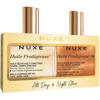 Zestaw Nuxe All Day & Night Glow, suchy olejek, 100 ml + Or, suchy olejek z drobinkami złota, 100 ml - zdjęcie produktu