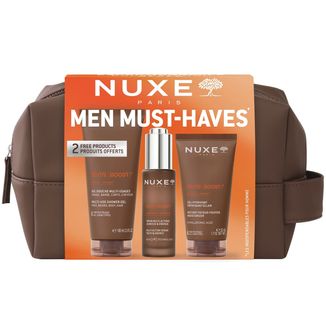 Zestaw Nuxe Men Boost, serum wielofunkcyjne, 30 ml + nawilżający żel do twarzy, 50 ml + żel pod prysznic, 100 ml - zdjęcie produktu