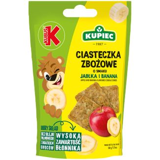 Kupiec & Kubuś Ciasteczka zbożowe, jabłko-banan, 50 g - zdjęcie produktu