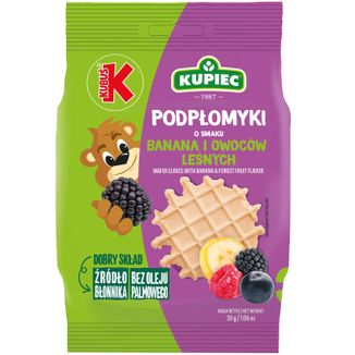 Kupiec & Kubuś Podpłomyki mini, smak banana i owoców leśnych, 30 g - zdjęcie produktu