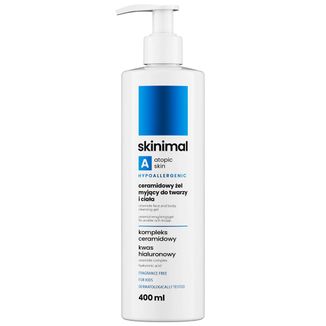 Skinimal Atopic Skin, żel do mycia twarzy i ciała, 400 ml Skinimal Atopic Skin, żel do mycia twarzy i ciała, 400 ml - zdjęcie produktu