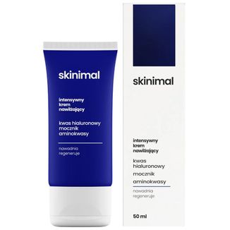 Skinimal, intensywny krem nawilżający z kwasem hialuronowym, mocznikiem i aminokwasami, 50 ml - zdjęcie produktu