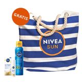 Zestaw Nivea Sun Protect & Dry Touch, balsam do opalania w aerozolu, SPF 30, 200 ml + serum do twarzy 2w1, SPF 50+, 30 ml + torba plażowa gratis - miniaturka zdjęcia produktu