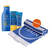 Zestaw Nivea Sun Alpin, krem do opalania twarzy, SPF 50, 50 ml + nawilżający balsam do opalania, SPF 30, 100 ml + ręcznik plażowy gratis - miniaturka zdjęcia produktu