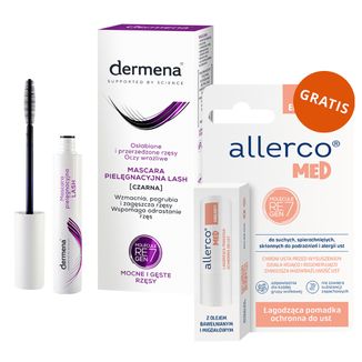 Dermena Lash, mascara wzmacniająca do rzęs, czarna, 10 ml + łagodząca pomadka ochronna do ust, 4,9 g gratis Dermena Lash, mascara wzmacniająca do rzęs, czarna, 10 ml + łagodząca pomadka ochronna do ust, 4,9 g gratis - zdjęcie produktu