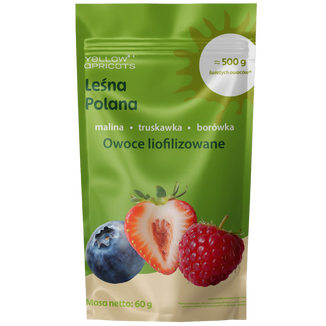 Yellow Apricots Leśna Polana, owoce liofilizowane,  borówka, malina, truskawka, 60 g - zdjęcie produktu