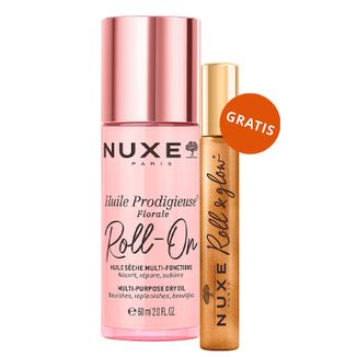 Nuxe Huile Prodigieuse Florale, suchy olejek do ciała, twarzy i włosów, roll-on, 60 ml + olejek ze złotymi drobinkami do ciała, twarzy i włosów, roll-on, 8 ml gratis - zdjęcie produktu