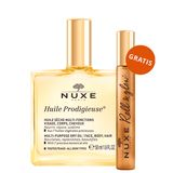 Nuxe Huile Prodigieuse, suchy olejek do ciała, twarzy i włosów, 50 ml + olejek ze złotymi drobinkami do ciała, twarzy i włosów, roll-on, 8 ml gratis - miniaturka zdjęcia produktu