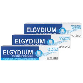 Zestaw Elgydium Anti-Plaque, pasta do zębów redukująca kamień nazębny, 3 x 75 ml - zdjęcie produktu