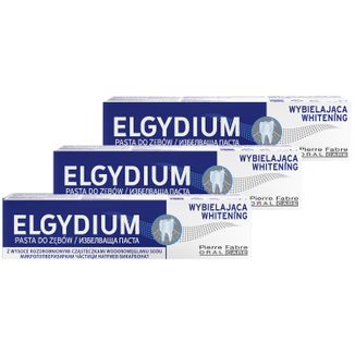Zestaw Elgydium, wybielająca pasta do zębów z wysoce rozdrobnionymi cząsteczkami wodorowęglanu sodu, 3 x 75 ml - zdjęcie produktu