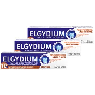 Zestaw Elgydium, pasta do zębów z Kompleksem Fluorinol Protect +, 3 x 75 ml - zdjęcie produktu