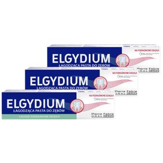 Zestaw Elgydium, pasta do zębów na podrażnione dziąsła, 3 x 75 ml - zdjęcie produktu
