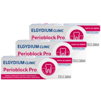 Zestaw Elgydium Clinic Perioblock Pro, pasta do zębów wspomagająca leczenie, 3 x 50 ml - zdjęcie produktu